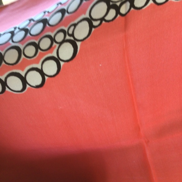 Vintage Kenneth Jay Lane Silk Scarf Pink/Salmon with Pearls - Picture 6 of 6